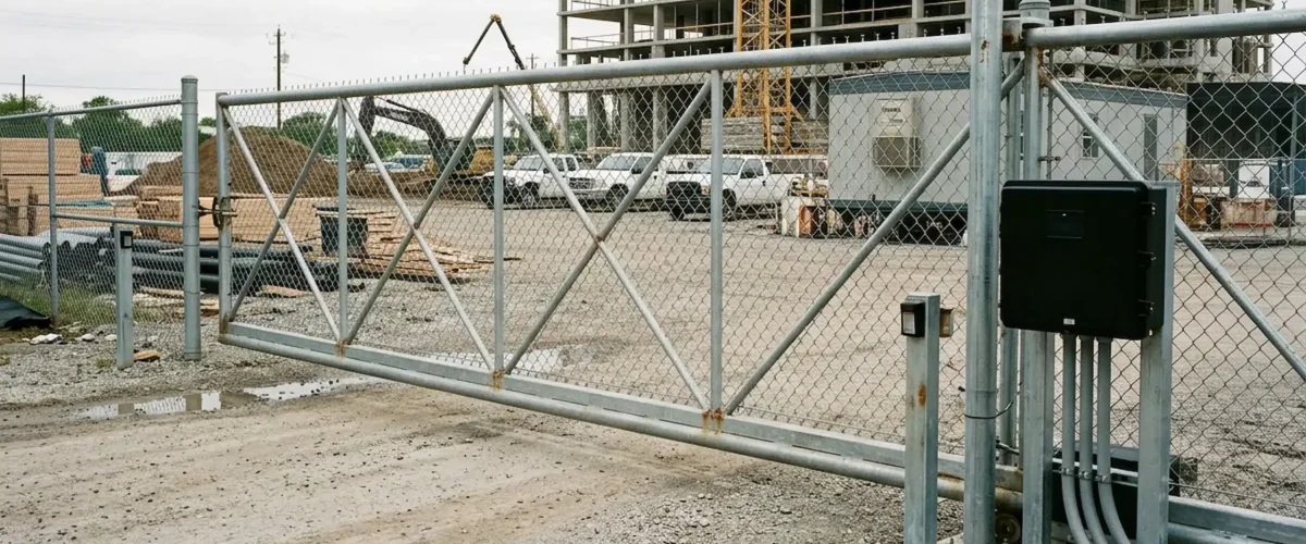 Sécurisez votre chantier avec une barrière coulissante fiable. Contrôlez les accès et renforcez la sécurité de votre site.